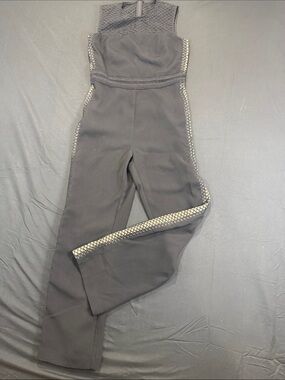 Bardot Black Sleeveless Jumpsuit with Contrast Lattice Trim Size 8 Wedding